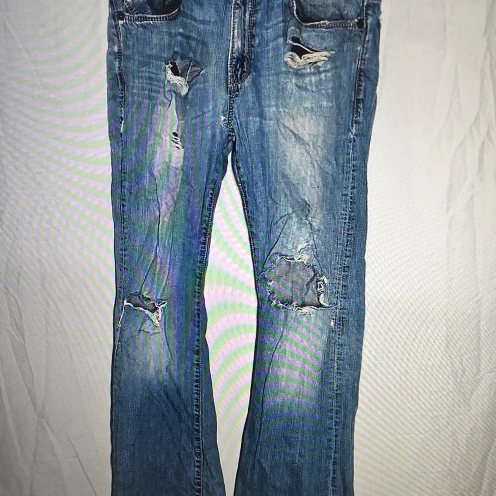 Men's Distressed Blue Jeans